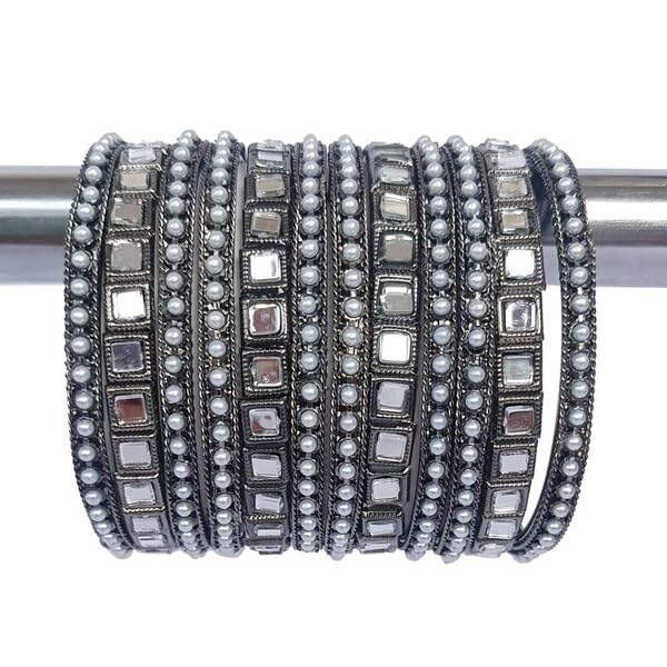 MIRROR WORK KADHE WITH PEARLS
